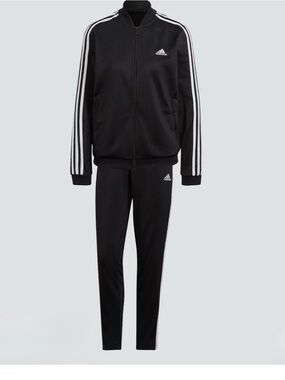 adidas Black Track Jacket and Pants with White Three-Stripes